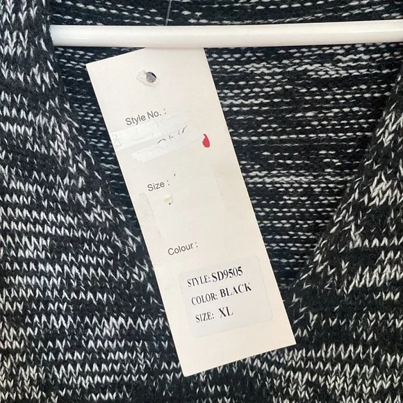Papillon Blanc High Neck Knit Sweater Dress Grey Black Size X Large NWT - Picture 11 of 12